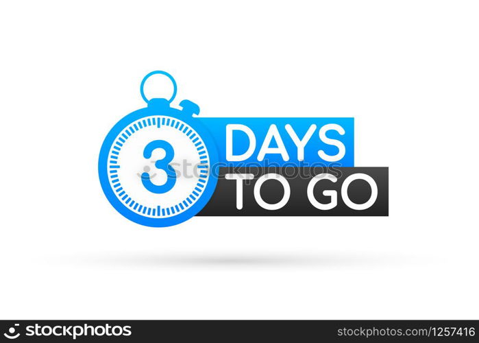 Three days to go flat icon. Vector stock illustration. Three days to go flat icon. Vector stock illustration.