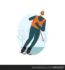 Three december world day of disabled people vector logo design. A man without an arm skiing. Three december world day of disabled people vector logo design. A man without an arm skiing.
