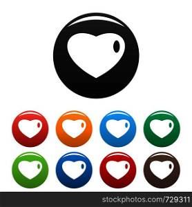 Three-dimensional heart icon. Simple illustration of three-dimensional heart vector icons set color isolated on white. Three-dimensional heart icons set color vector