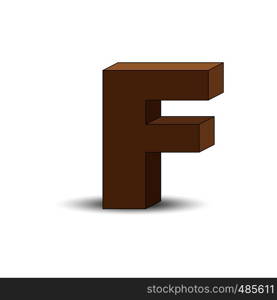 Three-dimensional image of the letter F. the Simulated 3D volume, simple design