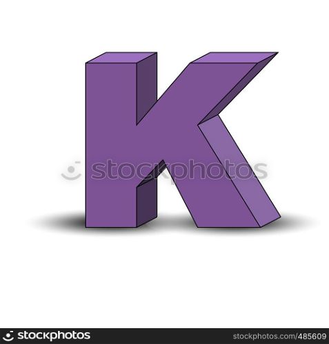 Three-dimensional image of the letter K. the Simulated 3D volume, simple design