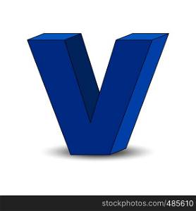 Three-dimensional image of the letter V. the Simulated 3D volume, simple design
