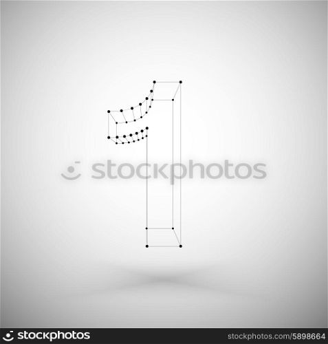 Three dimensional mesh stylish number on white background, single color clear vector.