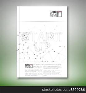 Three dimensional mesh stylish word start up. Brochure, flyer or report for business, template vector.