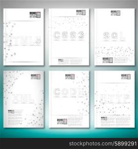 Three dimensional mesh stylish words- html5, css3, sql, xml, code, http. Brochure, flyer or report for business, templates vector