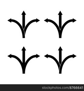 Three direction arrows. Question mark isolated. Vector illustration. Stock image. EPS 10.