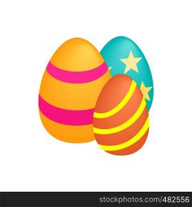 Three easter eggs isometric 3d icon on a white background. Three easter eggs isometric 3d icon
