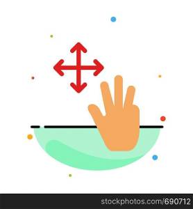 Three, Finger, Gestures, Hold Abstract Flat Color Icon Template
