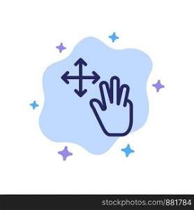 Three, Finger, Gestures, Hold Blue Icon on Abstract Cloud Background