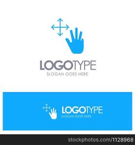 Three, Finger, Gestures, Hold Blue Solid Logo with place for tagline
