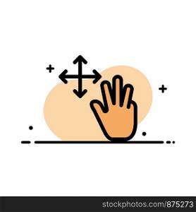 Three, Finger, Gestures, Hold Business Flat Line Filled Icon Vector Banner Template