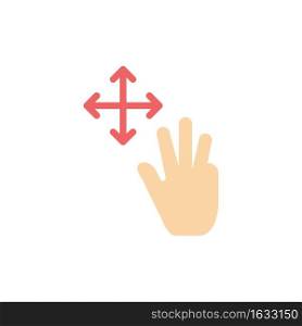Three, Finger, Gestures, Hold  Flat Color Icon. Vector icon banner Template