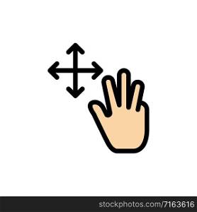 Three, Finger, Gestures, Hold Flat Color Icon. Vector icon banner Template