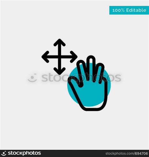 Three, Finger, Gestures, Hold turquoise highlight circle point Vector icon