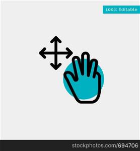 Three, Finger, Gestures, Hold turquoise highlight circle point Vector icon