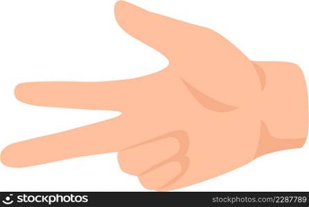 Three finger on human hand for counted. Three human fingers hand, gesture count vector illustration. Three finger on human hand for counted