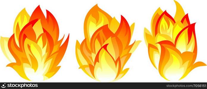 Three fire icon. Three simple fire icon on white background