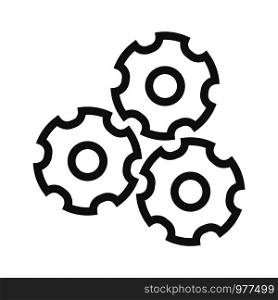 Three gear sign simple icon on background