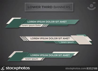 Three geometric lower third banners set design. Modern geometric lower third banner template design. Colorful lower thirds set template vector