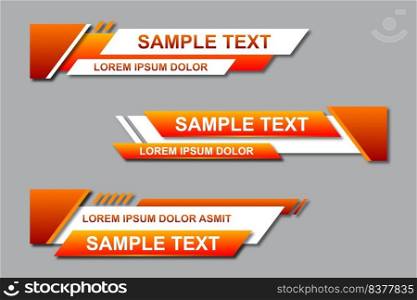 Three geometric lower third banners set design. Modern geometric lower third banner template design. Colorful lower thirds set template vector. Modern, simple, clean design style