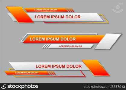 Three geometric lower third banners set design. Modern geometric lower third banner template design. Colorful lower thirds set template vector. Modern, simple, clean design style