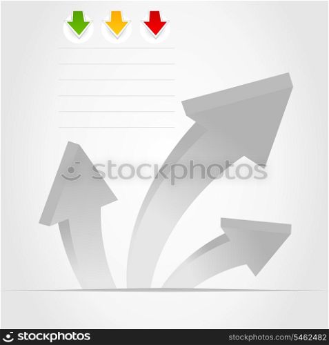 Three grey arrows from a cut. A vector illustration