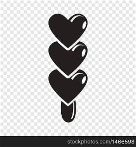 Three hearts ice cream icon. Simple illustration of three hearts ice cream vector icon for web. Three hearts ice cream icon, simple black style