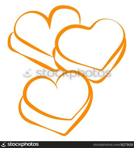 Three hearts, illustration, vector on white background.