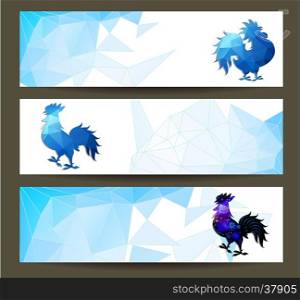 Three Horizontal banners set for chinese new year of rooster