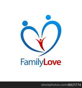 Three human family love logo concept design vector image