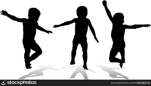 Three jumping children