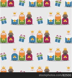 Three Kings and gifts seamless pattern