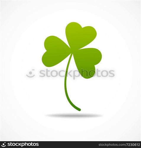 Three leaf irish clover icon. Bright green shamrock Isolated on white