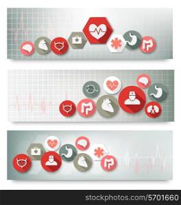 Three medical banners with icons. Vector.