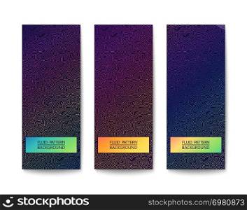 Three modern look banners with vivid multicolor design and elegant pattern. Vector illustration. Set of vivid multicolor banners