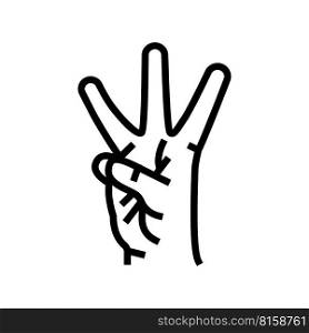 three number hand gesture line icon vector. three number hand gesture sign. isolated contour symbol black illustration. three number hand gesture line icon vector illustration