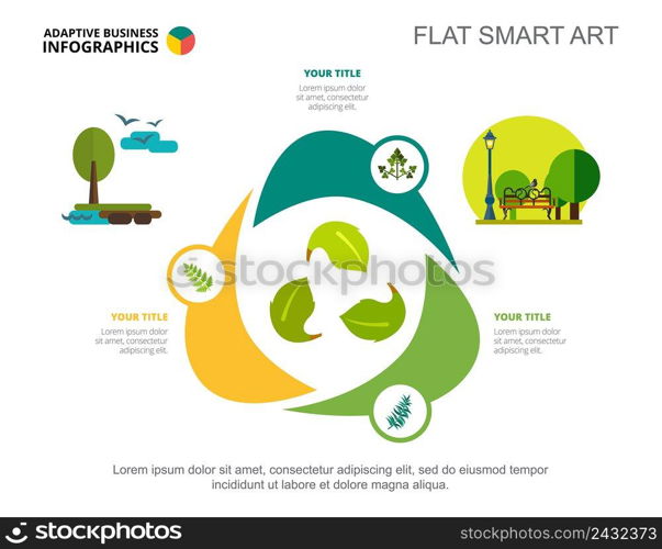 Three options process chart slide template. Business data. Plant, step, design. Creative concept for infographic, project. Can be used for topics like nature, botany, biology.