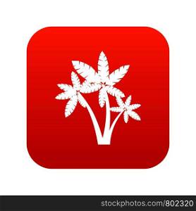 Three palm trees icon digital red for any design isolated on white vector illustration. Three palm trees icon digital red