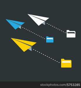 Three paper planes. A vector illustration