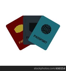Three passports flat icon isolated on white background. Three passports flat icon
