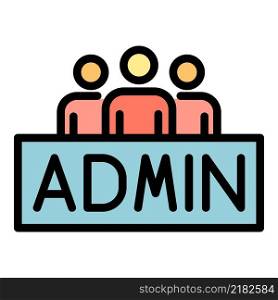 Three persons admin icon. Outline three persons admin vector icon color flat isolated. Three persons admin icon color outline vector
