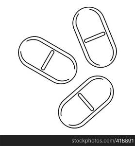 Three pills icon. Outline illustration of three pills vector icon for web. Three pills icon, outline style