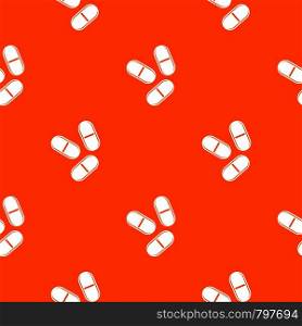 Three pills pattern repeat seamless in orange color for any design. Vector geometric illustration. Three pills pattern seamless
