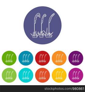 Three plants icon. Outline illustration of three plants vector icon for web. Three plants icon, outline style