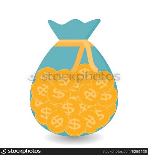 three-quarters of slightly more than half Bag of Gold Coins - Contribution to Future. Vector Illustration. EPS10. three-quarters of slightly more than half Bag Gold Coins - Co