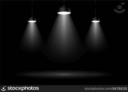 three realistic focus lights studio background