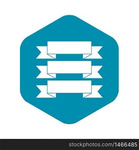 Three ribbons icon. Simple illustration of three ribbons vector icon for web. Three ribbons icon, simple style