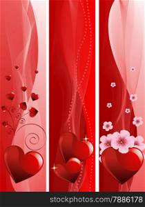 Three romantic banners perfect for your Valentine day design. Each placed on it separate layer for easy editing
