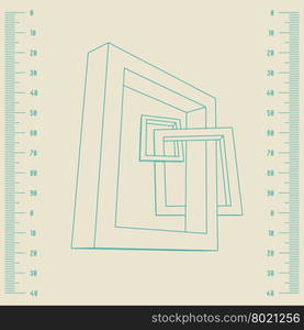 Three schematic rectangular 3D frames for your presentation