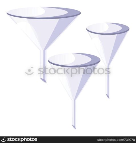 Three simple funnel design vector illustration on white background